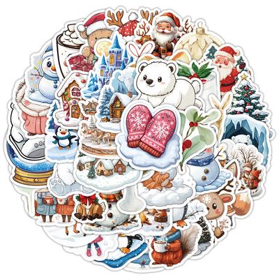 50 New Christmas Series Graffiti Stickers, Water Cup Waterproof Decorative Stickers, Cute Festival Stickers