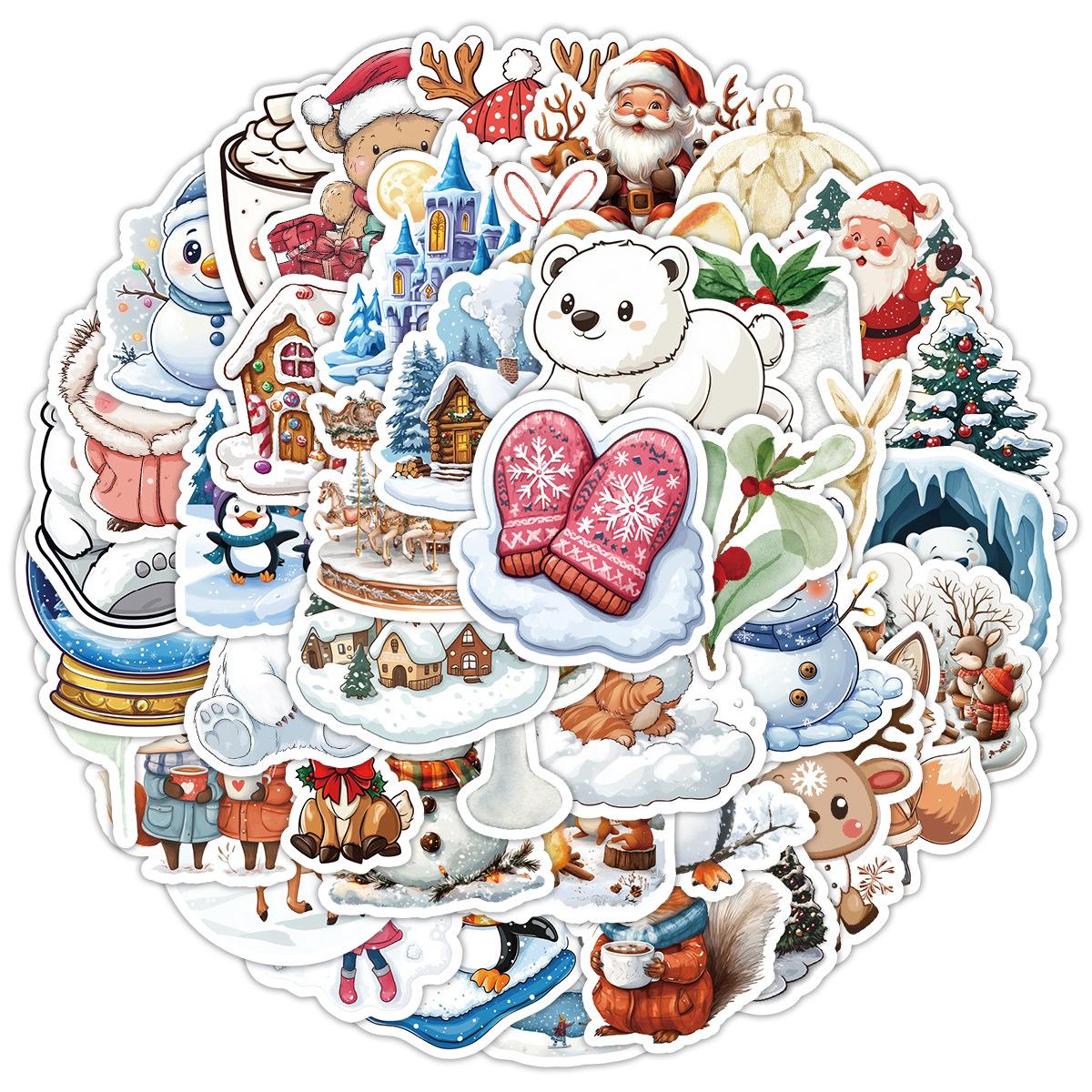 

50 New Christmas Series Graffiti Stickers, Water Cup Waterproof Decorative Stickers, Cute Festival Stickers