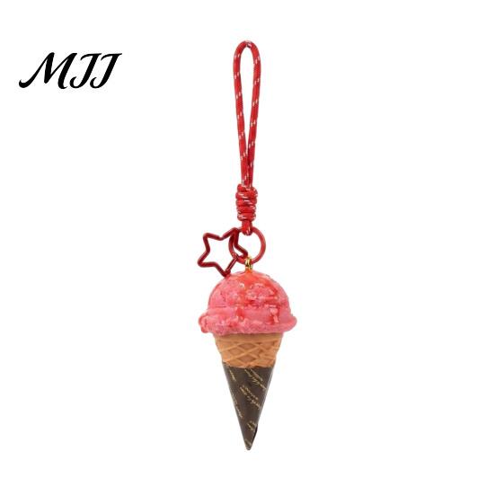 Ice Cream Cone Keychain Pendant, Bag Charm with Braided Lanyard, Backpacks Hanging Accessory Lightweight