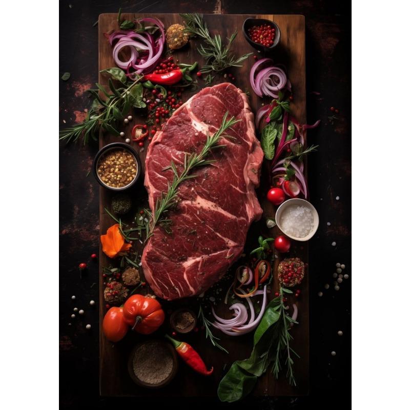 Food Western Cuisine Beef Steak Ingredient Seasoning Poster Print Wall Art Pictures Canvas Painting Living Room Home Decor Gift
