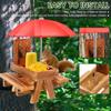 Wooden Squirrel Feeder Outdoor Squirrel Picnic Table With Tall Umbrella and Corn Cob Holder Multi-role Bird Feeder Garden Decor