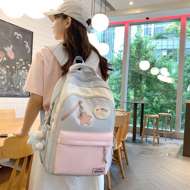 Campus junior high school student schoolbag female college student simple Korean version large capacity computer travel bag lightweight high school b