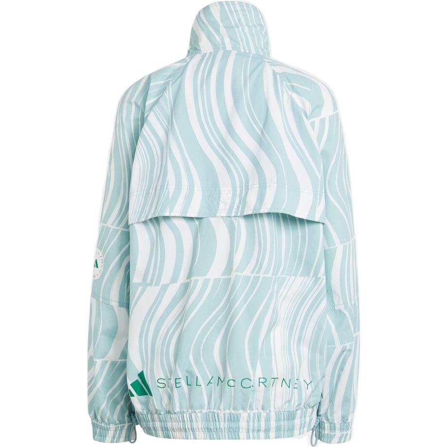 Adidas Stella McCartney Collaboration Striped Pattern Full Print Stand Collar Long Sleeve Jacket Women Jacket White HT1102