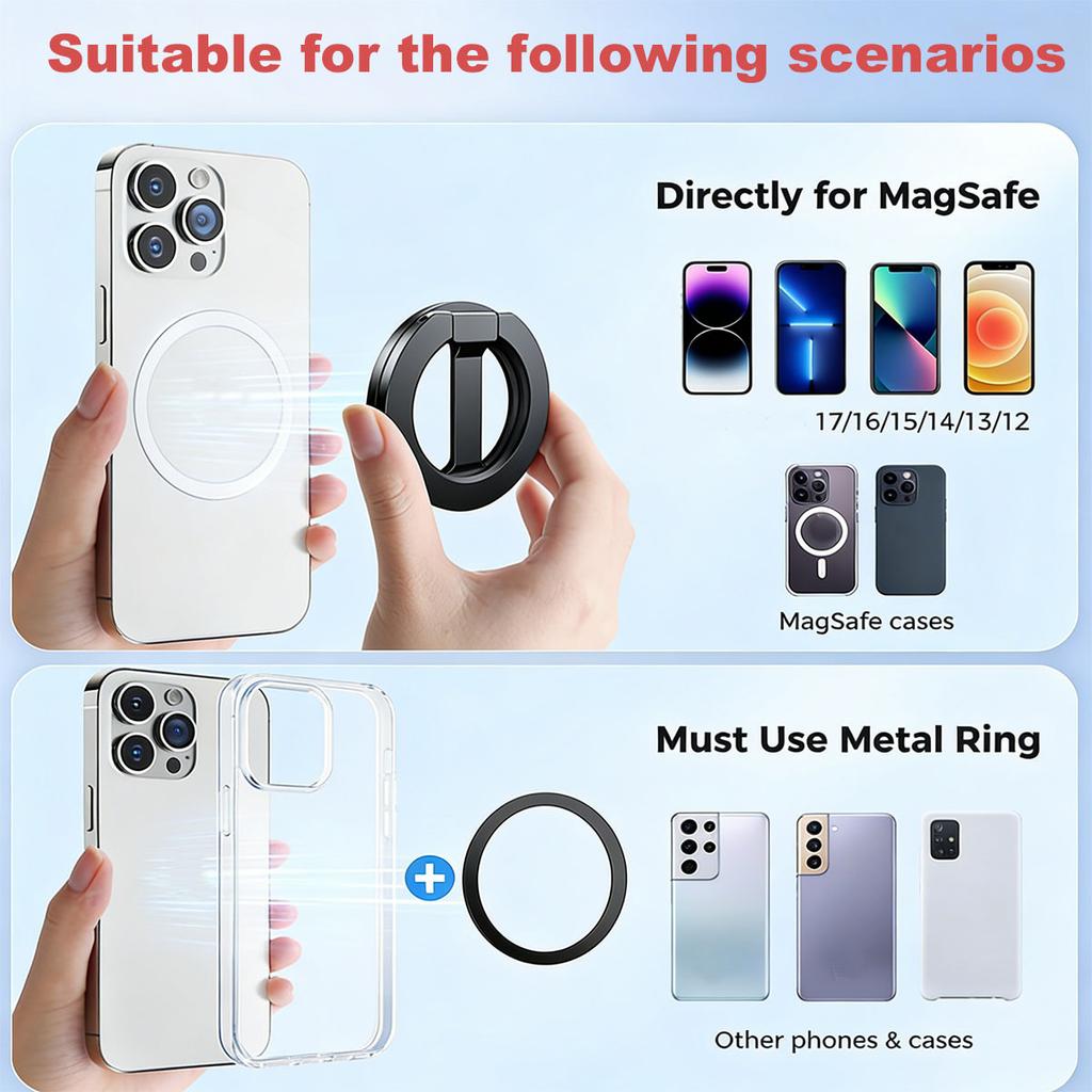 2027 K008 Double-Sided Magnetic Foldable Phone Holder – N52 Magnet 360° Rotatable, Dual Grip for Metal ABS Material