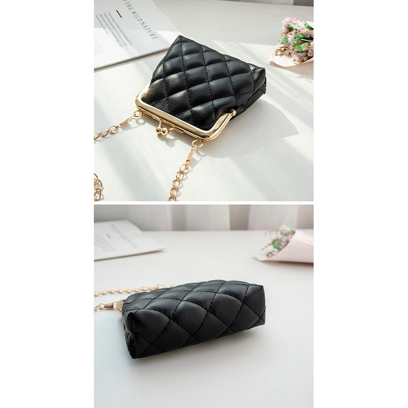 Single Shoulder Bag Diamond Lattice Embroidery Messenger Bag For Women Female Keys Coin Purse Pu Mini Handbag