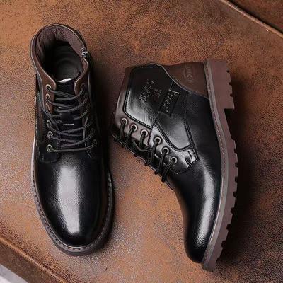 Bottines en Cuir pour Homme Grande Taille Chaussures Montantes Chaussures de Travail Extérieur Décontractées Bottes de Moto Militaires de Combat Automne Marron