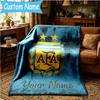 Custom Name Argentina Football Crest Blanket Bedding Blanket for Women Men, Soft Throw Blankets for Couch,Bed, Picnic, Christmas Gifts