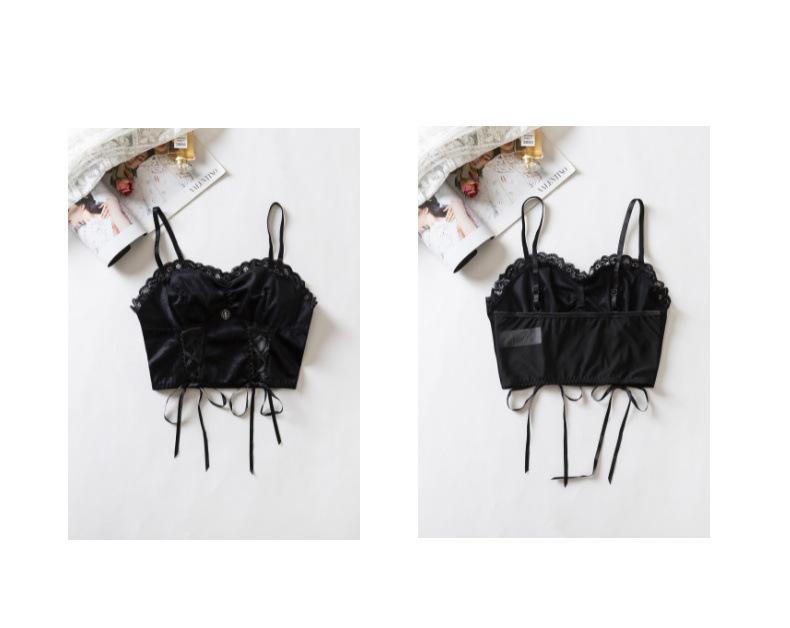 Damen Dunkel Samt Schnür-Camisole - Bügellose Erotische Dessous