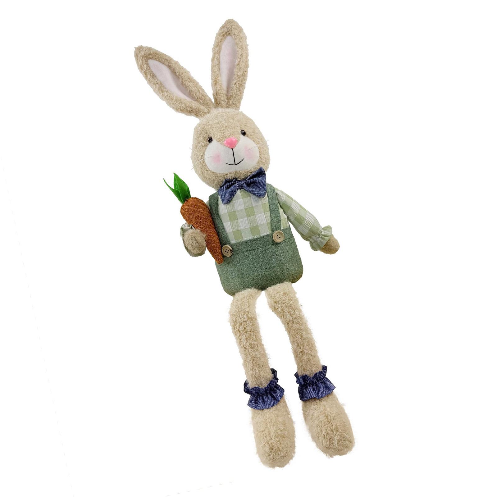 Desktop Rabbit Plush Toy Decoration with Long Legs for Stable Sitting Party Ornament Sustainable Polyester Fabric Safe