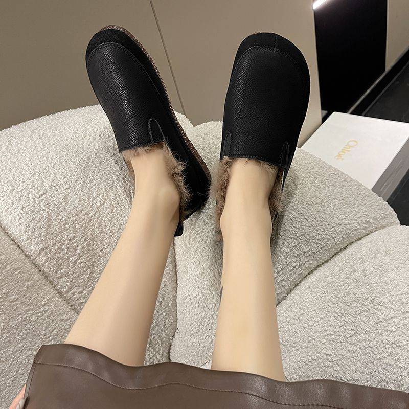 Fashion Fashionable and Warm Women's Shoes 2024 Soft Sole Temperament Winter Plush and Warm Women's Shoes Versatile and Comfortable Traf
