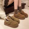 Leather thick-soled velvet women's new autumn and winter warm Doudou cotton shoes wear fluffy snow boots