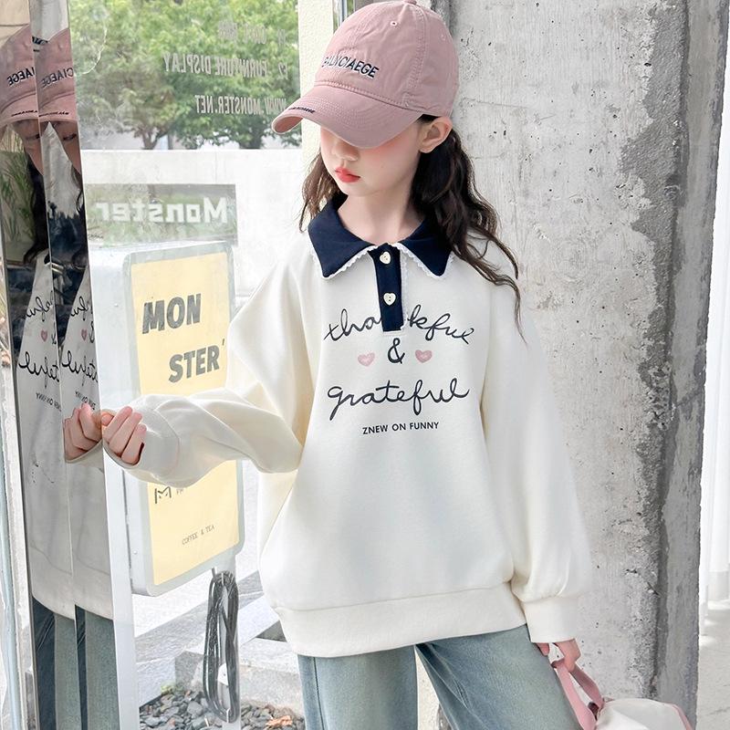 

Versatile Girls Stylish Polo Collar Sweatshirt - Autumn & Spring Fashion 170 cm