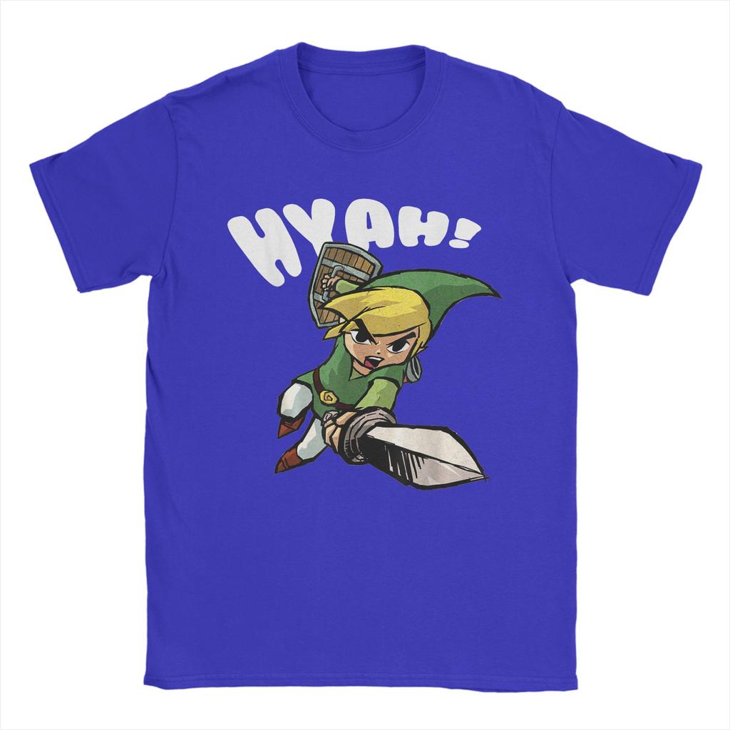 Zeldas Link Hyah Poster T Shirts Unisexs Pure Cotton Novelty TShirts Round Collar Tees Short Sleeve Tops Gift Idea