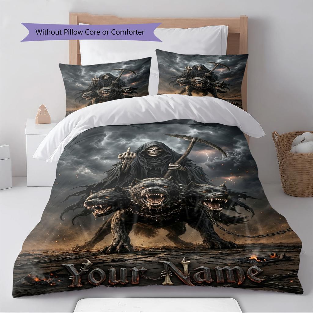Name Custom Reaper Pattern Bedding Set Quilt Cover Pillowcase Home Decor Gift (1 * duvet cover + 2 * pillowcase, without core)