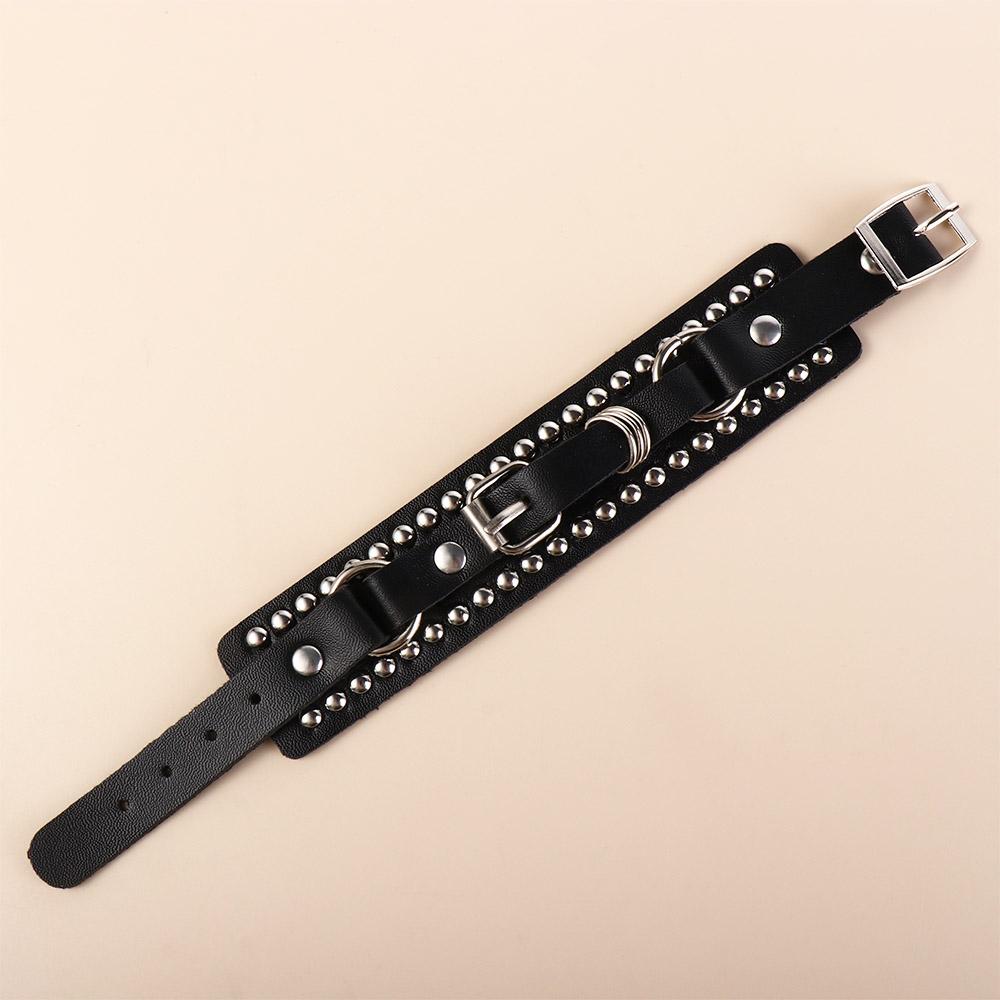Cuff  Belt Metal Buckle Korean Hand Rope PU Leather Bracelet Rivet Chains Bracelets Women Wristband