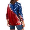 Damen Tops Dreiviertelärmel Shirt V-Ausschnitt Lockeres Freizeithemd Blumendruck T-Shirt