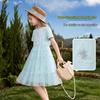 ASK JUNIOR Girls' Short-Sleeve Mesh Patchwork Princess Dress