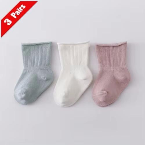 1/3/5Pairs Children Girls Socks Four Seasons Cotton Simple Toddler Boys Socks Loose Mouthed Casual Newborn Socks Age For 0-5Yrs