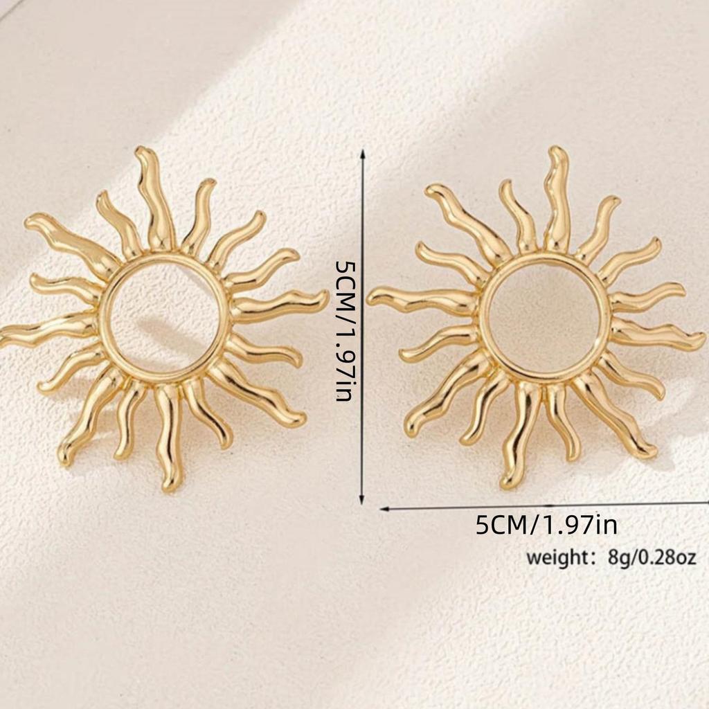 Personalized design sense premium sun stud earrings retro fashion sun flower earrings