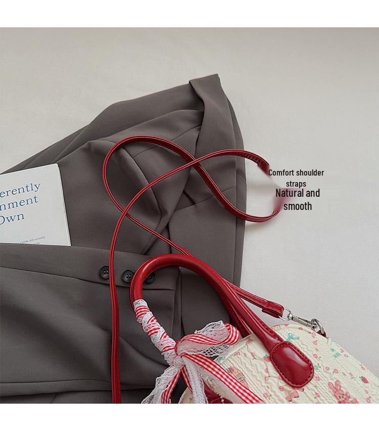 Koreanische Niedliche Schleife Karomuster Handtasche - 2025 Herbst/Winter Vielseitige Schulter Crossbody Tasche