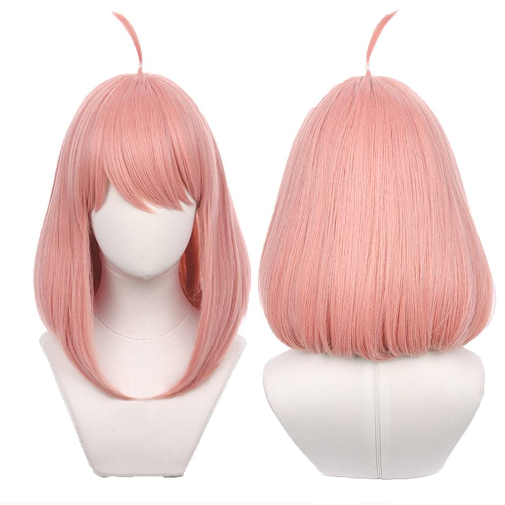 LVMEY Anime Character Anya Cosplay Wig Anya Forger Pink Short Disguise Costume Heat Resistant Wig Cosplay Accessories Wig Halloween Christmas School