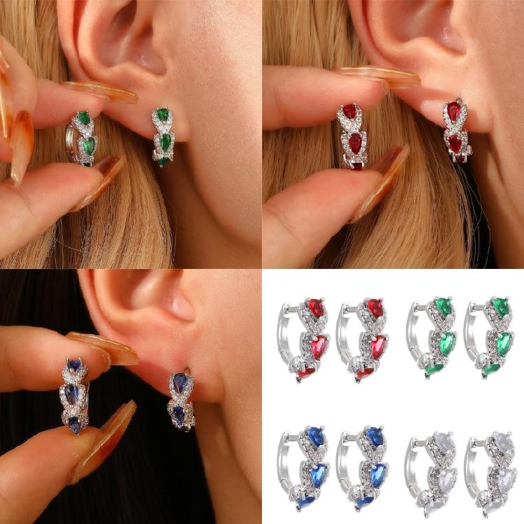 Elegant Hoop Earrings with Zirconia Sophisticated Zirconia Hoops Ear Rings for Women Suitable for Formal Event