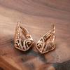 Trend  Rose Gold Earring For Women Micro Wax Inlay Natural Zircon Hollow Flower Unusual Vintage Fashion Daily Jewelry