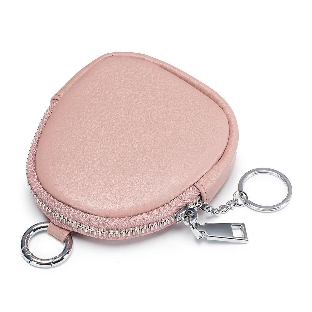 New Mini Coin Purse Solid Color Zipper Money Bag Keychain with Key Ring Card Holoder Wallet