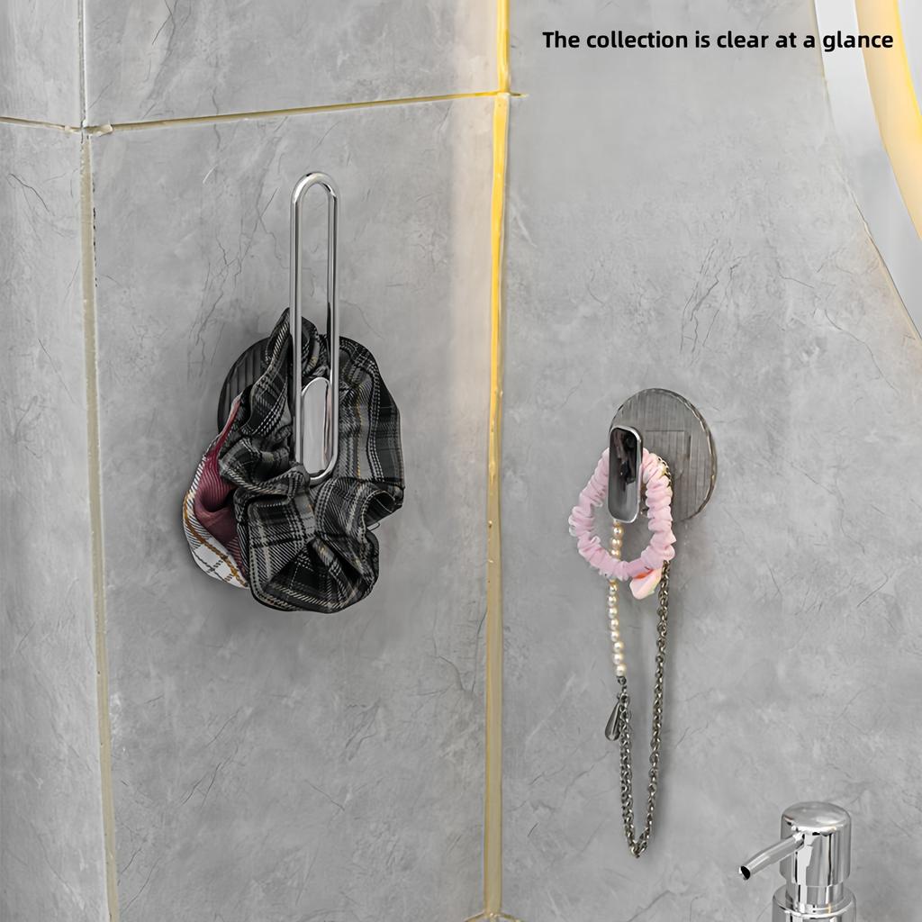 Luxury Wall-Mounted Hair Accessory Organizer Hooks - No-Drill, Adhesive, Traceless, Dual-Long Stick for Headbands & Scrunchies Storage, Easy Install
