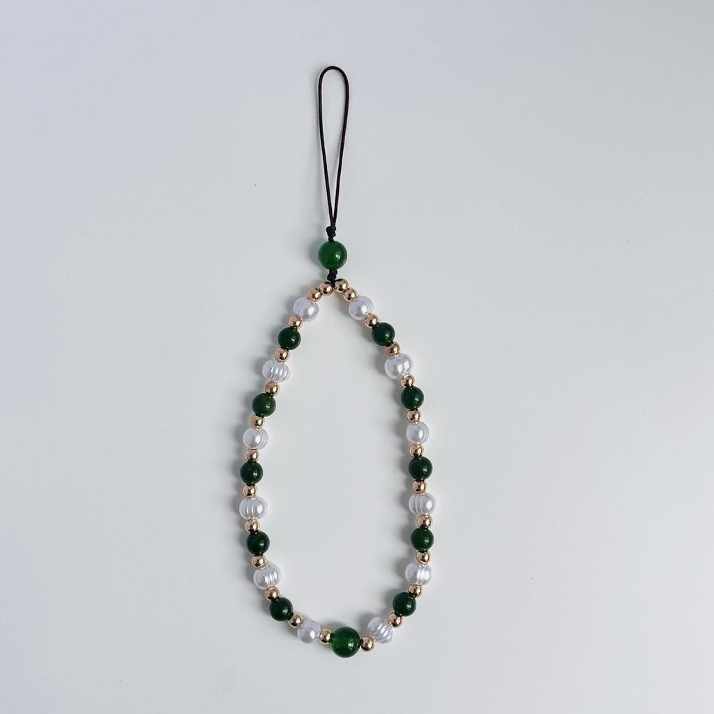 Vintage Chinese-Inspired Pearl & Butterfly Stone Phone Lanyard