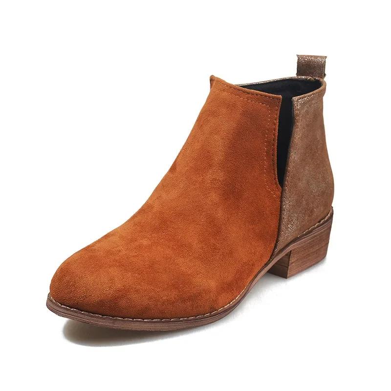 

модные ботильоны женские ботинки весенний тренд туфли на квадратном каблуке женские летние туфли без застежек большого размера повседневные женские ботинки Botas De Mujer 2024 35 золотой