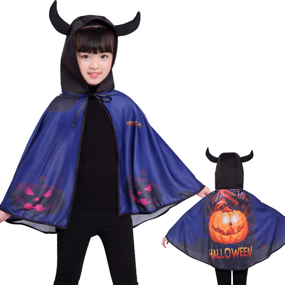 

Halloween Cosplay Cloak Costume Witch Little Devil Pumpkin Cloak Cute Kids Girls Boys Magician Hooded [GALSANG] Children s (Blue (Pumpkin Style))