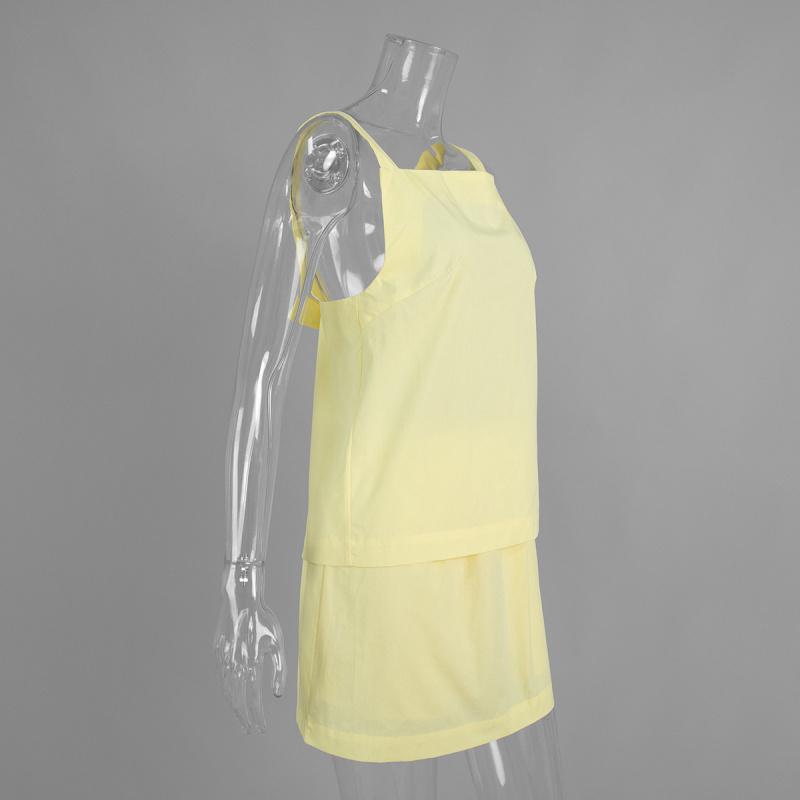 Camisole Short Skirt Set 2026 Summer Feminine Off-Shoulder Backless Top and Short Skirt