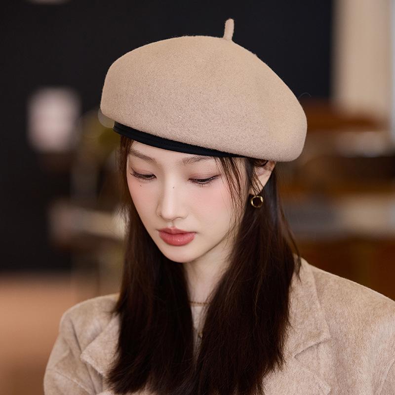 British Style Retro Beret Autumn and Winter Hat for Women Warm Literary Painter Hat Korean Style Versatile Big Head Squash Hat