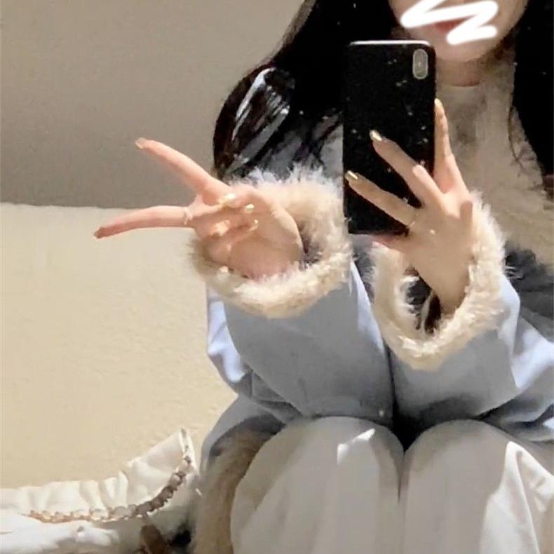 Women's 2025 Korean Lambswool Coat - Autumn/Winter Velvet-Lined Thick Jacket