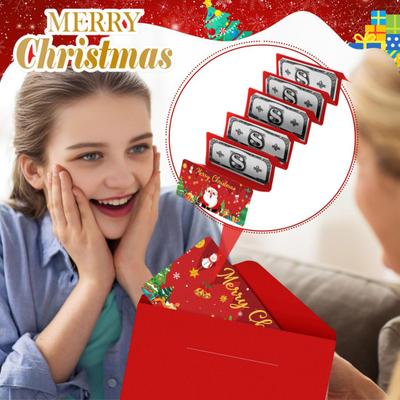 Jule rød konvolutt sparebøsse gavekortholder 10 spor overraskelsesfest gratulasjonskort kontantlommebok til jul bursdager bryllup