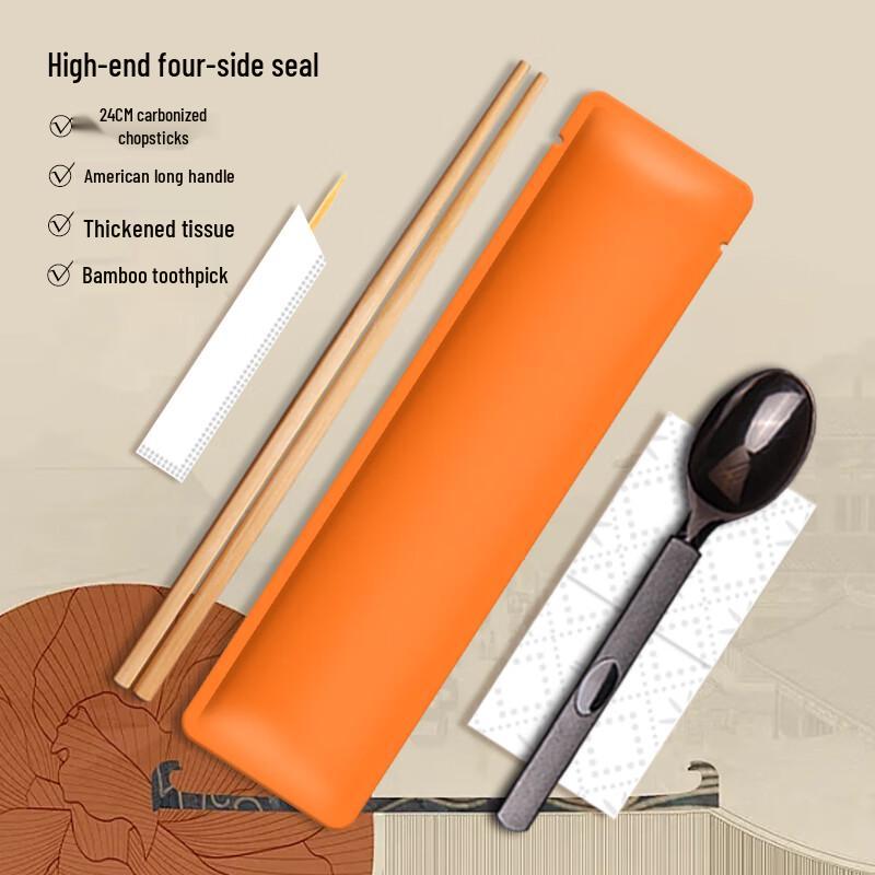 Lion Search Carbonized Bamboo Chopsticks & Spoons Set