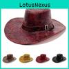 Retro Cowboy Hat For Men Women Pu Leather Sun Protection For Outdoor Camping Activities