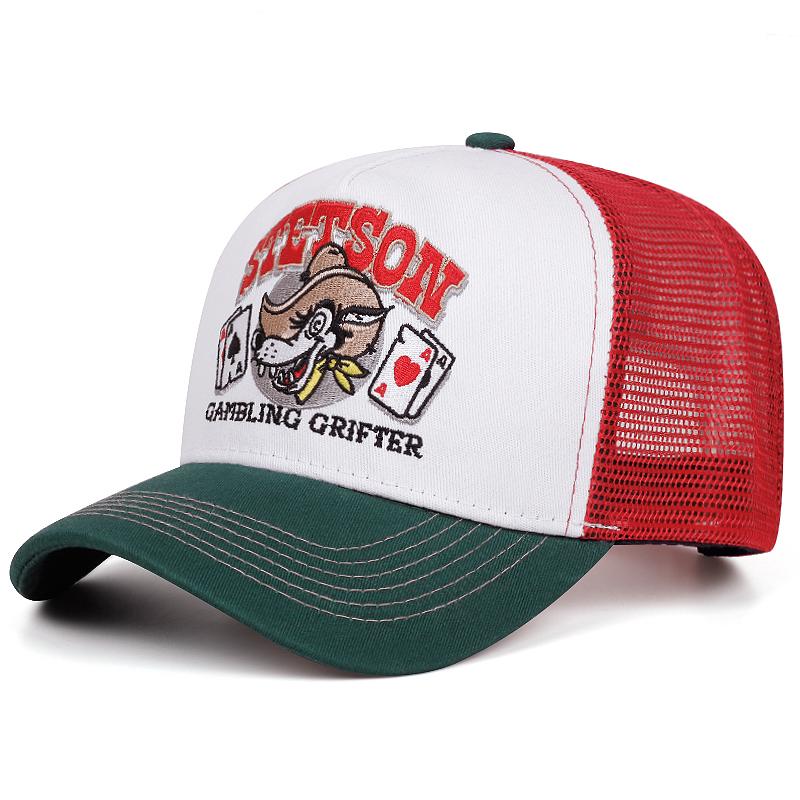 Neue Baseballmütze Stetson Wolfskopf Poker Trucker-Mütze Street Hip-Hop-Mütze Tägliche Freizeitkleidung Sonnenschutz Netzmütze Unisex