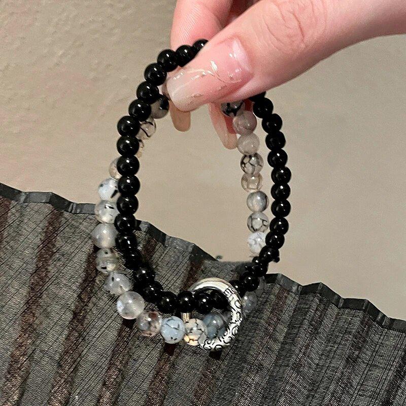 New Chinese Style Double-Layer Peace Lock Bead Bracelet High Value Couple Bracelet