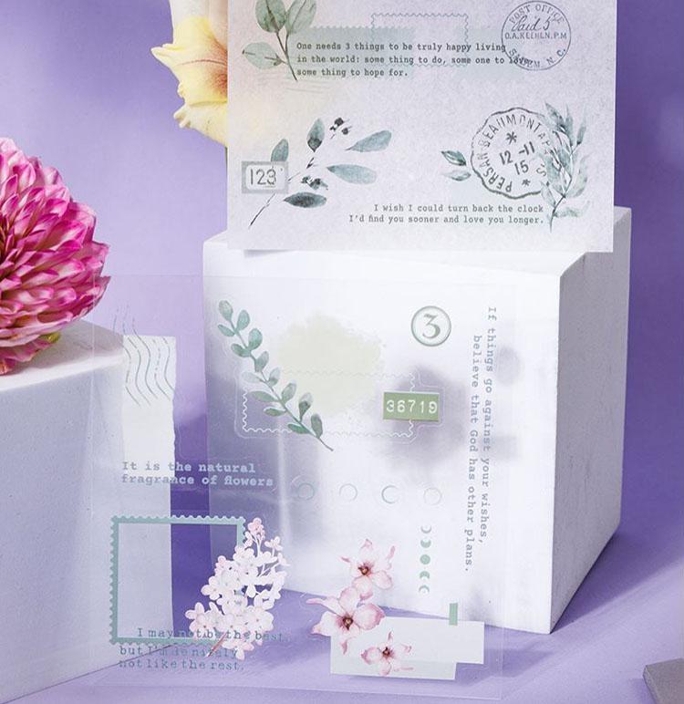 40Pcs/set Four-season Themed Dual-material Die-cut Flower Border Sticker Book DIY Junk Journal Scrapbooking Supplies Journaling Supplies