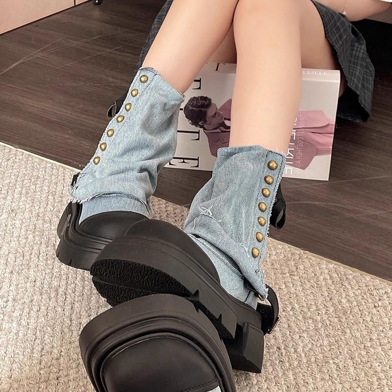 British style platform women's Martin boots autumn and winter splicing cowboy boots niche with skirt thick heel short boots