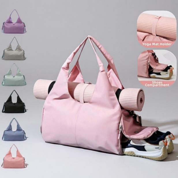 Women's Large Capacity Travel and Gym Bag with Shoe Compartment - Simple Design for Yoga and More