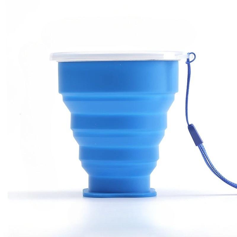 Outdoor Silicone Folding Cup with Lid: Portable for Camping, Hiking & Travel
