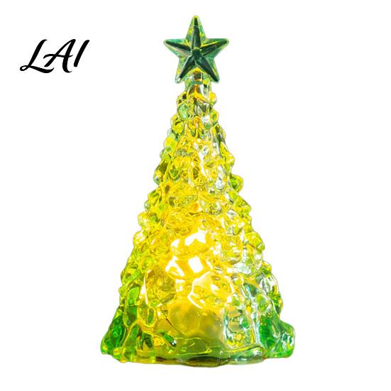 Shimmering Holiday Desktop Decor Glowing Christmas Tree Night Light Mini Lighted with Star Indoor Modern Minimalist Atmosphere Faux Crystal Tabletop