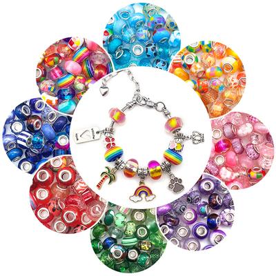 Creative Beads Random 10pcs Fashion Loose Beads Loose Beads DIY Bracelet Colored Beads Large Hole Beads Necklace Material String Beads