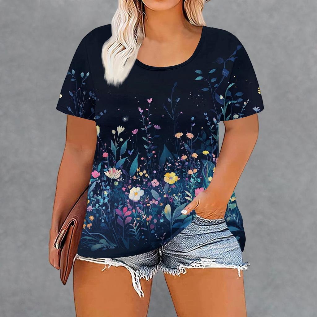 Damenmode Lässig Sommer Übergröße Druck Tops