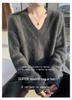 Lekasha 100% Cashmere V-Neck Loose Knit Sweater for Women - Solid Color Winter Base Layer Top