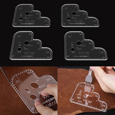 DIY Leather Making Template Practical Acrylic Leathercraft Tool DIY Handmade Emboss Decorative Corner Pattern Sewing Stencil