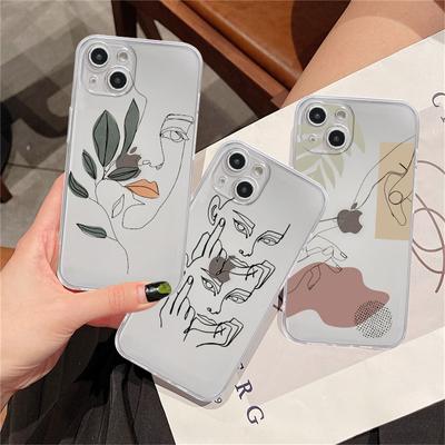 Transparente Hülle für Apple iPhone 14 11 13 12 Pro 7 8 Plus XR X XS Max 6 6S 13Pro Silikon Handyhülle Face Art